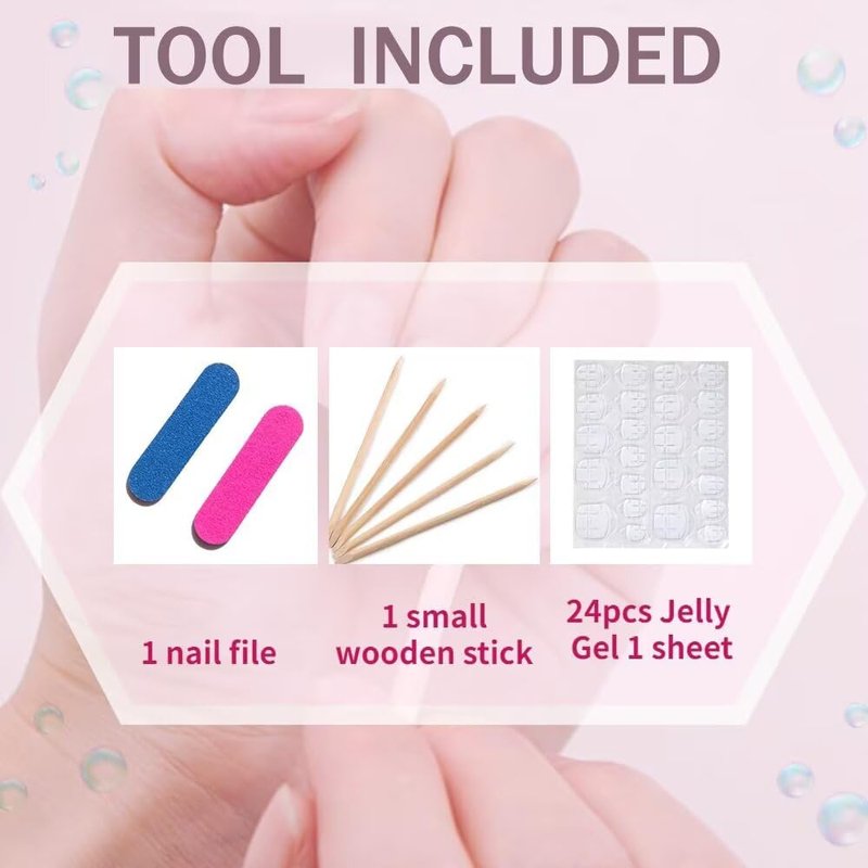 Press On Nails - Handmade French Purple Duckbill Fake Nails - 10 Pcs Reusable 3D Acrylic Nail Kit | Size M
