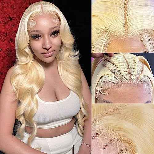613 Hd Frontal 13X4 Lace Closure Human Hair Blonde Frontal Closure 12A Grade Brazilian Virgin Human Hair for Women Pre Plucked Bleached Knots 22 Inch