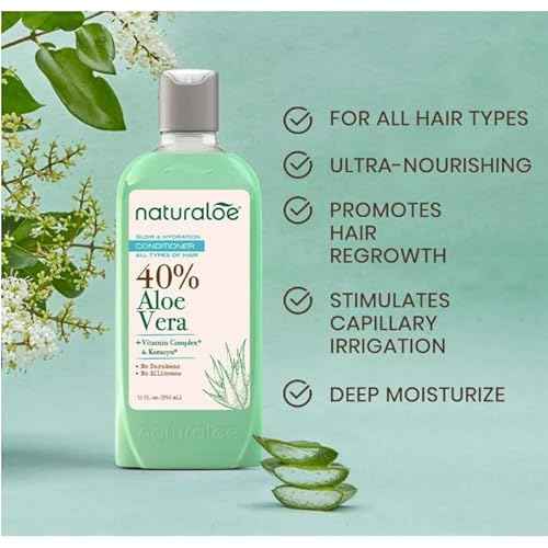 Glow & Hydration Shampoo + Conditioner - 24 fl oz - 100% Vegan formula infused with Aloe vera gel - Eco-friendly, Cruelty-free, no parabens no silicones