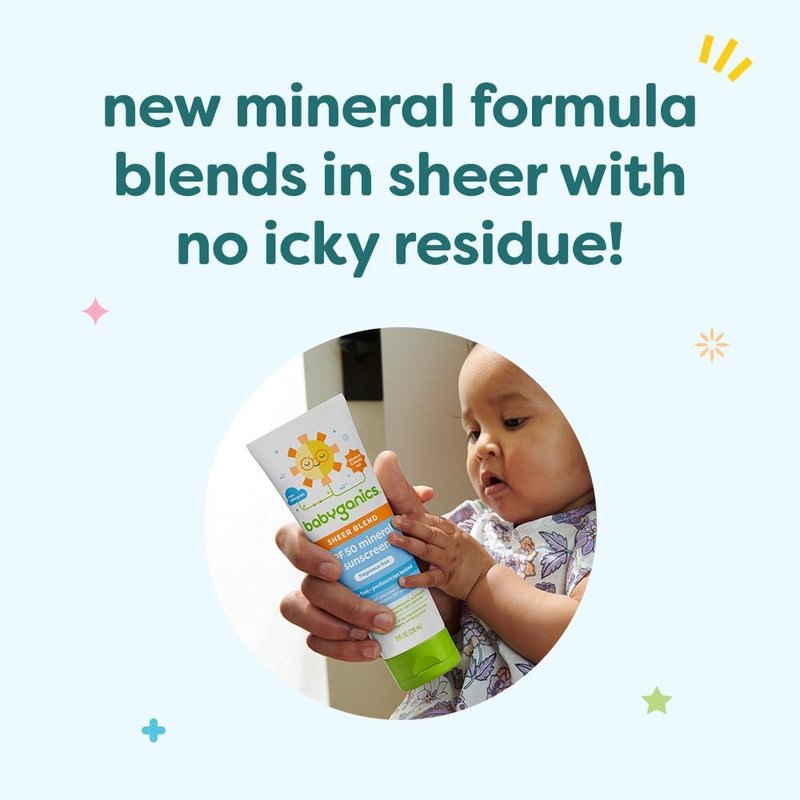 Babyganics SPF 50 Mineral Sunscreen Lotion - Sheer Blend, UVA/UVB Protection, Water Resistant, 3 oz