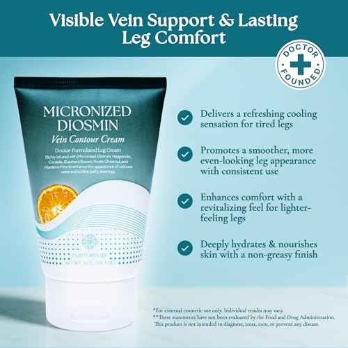 Micronized Diosmin Vein Cream for Legs ? Doctor-Developed Advanced Absorption Formula for Lighter, Revitalized Legs & Vein Care ? Micronized Diosmin Hesperidin Cream for Cooling Relief