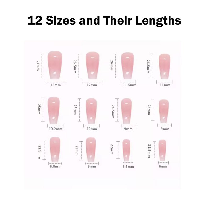 Hkanlre Bling Coffin Press on Nails Fake Nails Tips Full Cover Medium False Gradient Nails for Women and Girls 24PCS (Coffin pink)