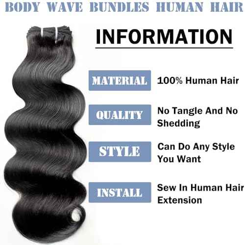 12A Human Hair Bundles 16 18 20 22Inch Body Wave Bundles Human Hair 100% Unprocessed Brazilian Virgin Quick Weave Natural Black
