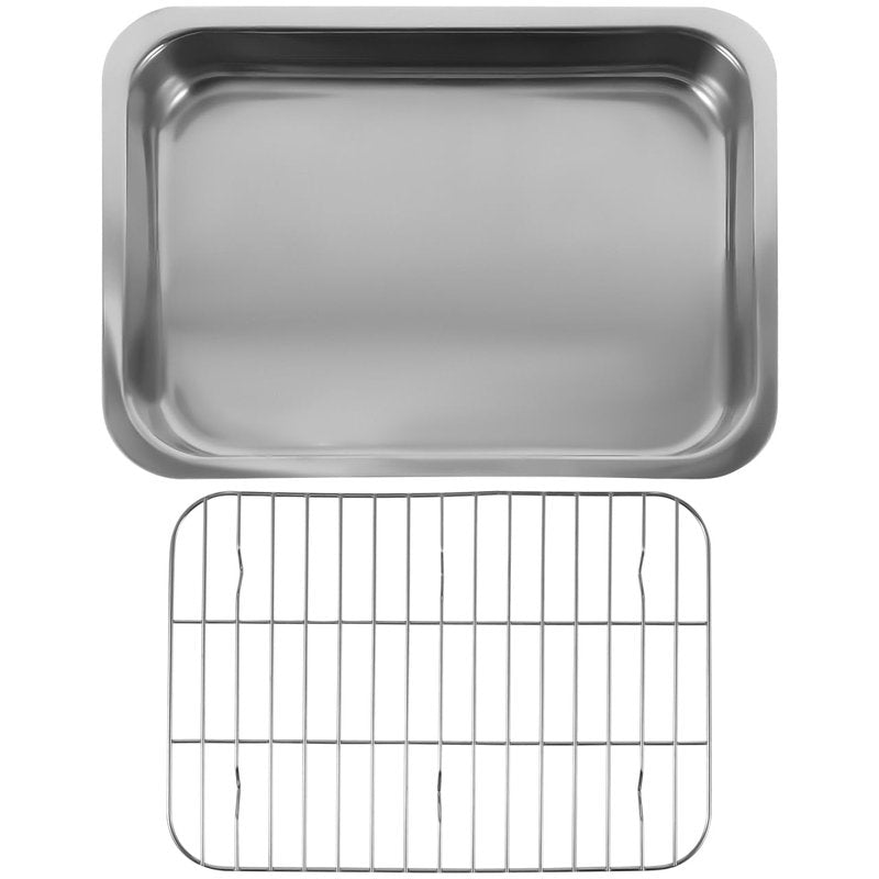 Cabilock 14-Inch Stainless Steel Roasting Pan with Rack – Deep Rectangular Baking Pan for Lasagna, Turkey & Chicken, Heavy-Duty Oven Roaster Tray, Warp-Resistant & Dishwasher Safe