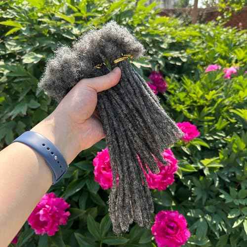 YONNA Locs Human Hair Dreadlocks Extensions 20Locs Full Handmade (Width 0.4cm) 10inch Salt and Pepper #39