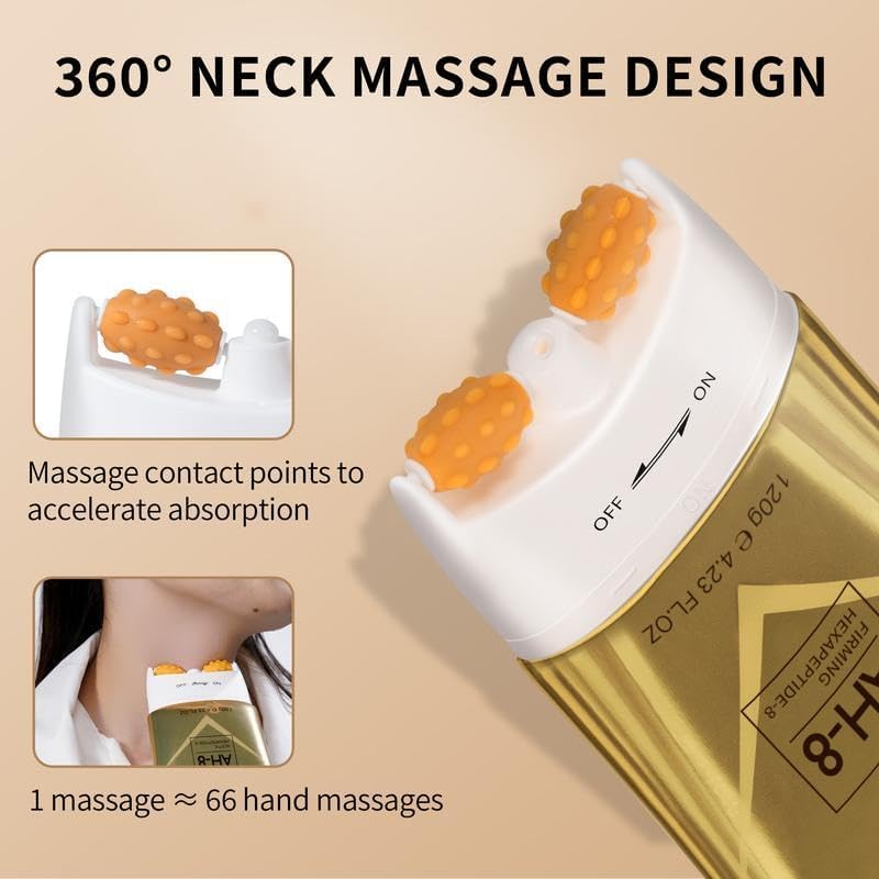 Ycz AH-8 Neck Firming Cream with Roller for Crepey Skin Body Care Comfort, Moisturizing, Anti-Aging Neck Cream with Peptide, Collagen, Smooths Wrinkles & Fine Lines Skin Care Skin Repair