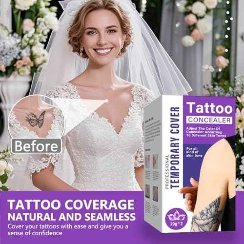 Tattoo Cover Up Makeup, Waterproof & Sweatproof Tattoo Concealer, Long-Lasting for Tattoos, Scars, Spots, Vitiligo, 2 Colors