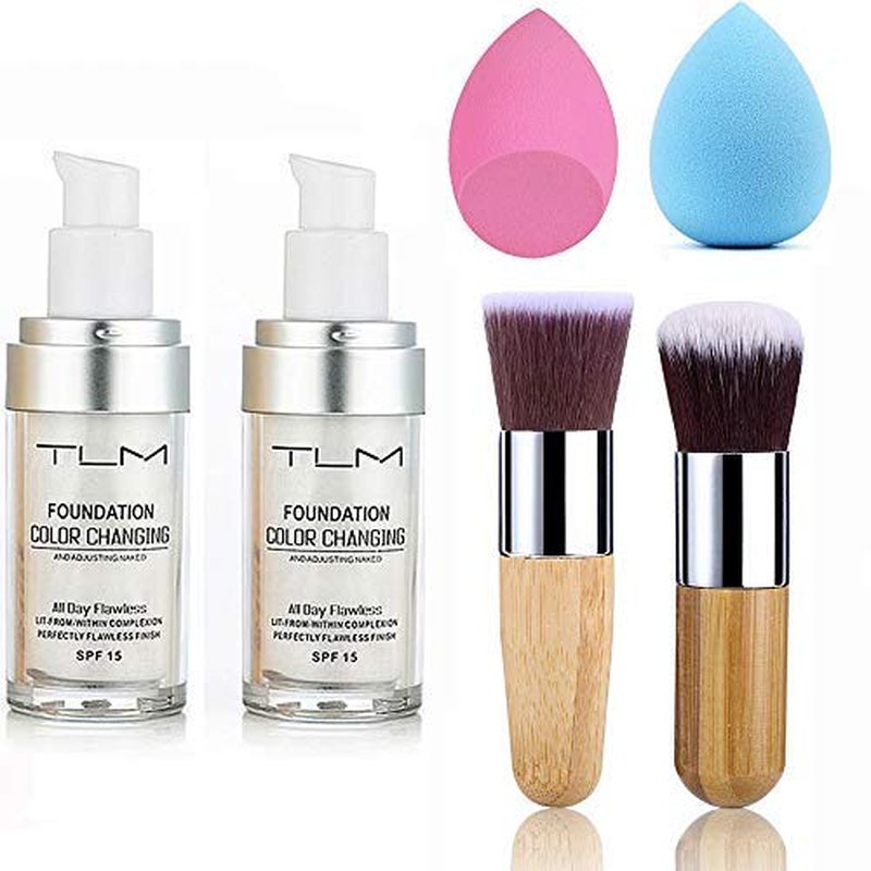 Color Changing Foundation Liquid Set - Flawless Full Coverage Makeup with 2 Brushes & Sponges | 30ml