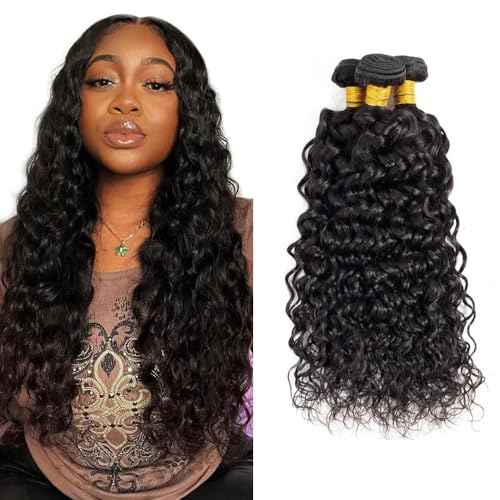 Water Wave Bundles Human Hair 30 32 34 Inch Wet And Wavy Human Hair Bundles Brazilian Virgin Remy Hair Extensions Double Weft Healthy And Soft 3Pcs/Set Deals