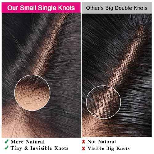 5x5 HD Lace Closure Human Hair Body Wave No Bleached Knots Invisible Pre Plucked Brazilian Virgin Human Hair Frontal Natural Black 20 Inch