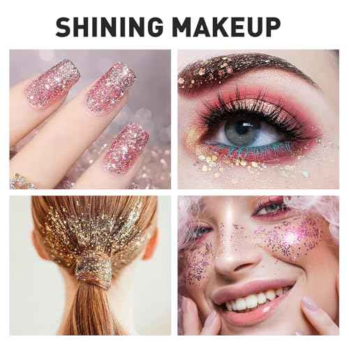 AROIC 40 Colors Body Glitter, Hair Glitter for Kids Women Makeup, Glow in The Dark, Eyeshadow Hair Gel Face Sparkles, Body Makeup for Festivals, Raves, Anime Cosplay, Concerts Festival Face Paint