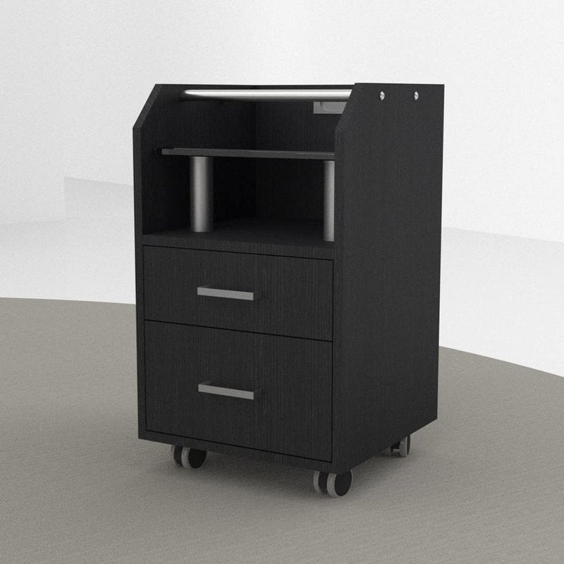Skiennix Glass Glow Pedicure Trolley - Stylish Black Cart for Nail Salon Furniture & Equipment