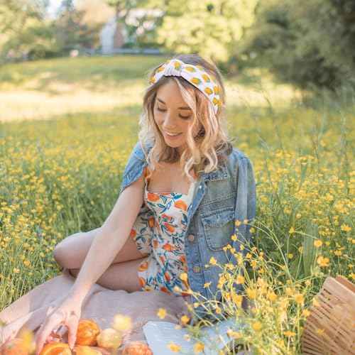 Fruit Headbands for Women Girls Corn Knotted Headband Summer Beach Headwear Hair Accessories (Corn-White)