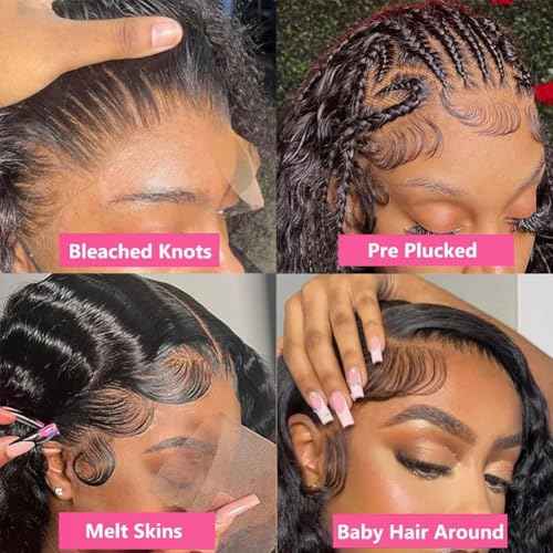 13x6 Deep Wave Lace Front Wigs Human Hair Pre Plucked HD Lace Frontal Wigs Human Hair 200% Density Deep Curly Glueless Wig for Black Woman 22 Inch