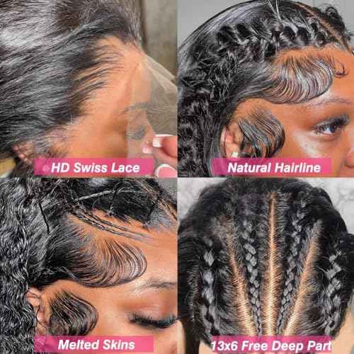 22 Inch Water Wave Lace Front Wigs Human Hair Pre Plucked 13x6 Deep Part HD Lace Frontal Wig 200 Density Curly Human Hair Wig for Women