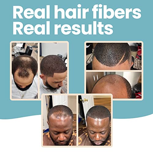 Hair Illusion Black Real Hair Fibers for Thinning Hair - 100% Natural Texture, Non Synthetic Hair Fibers - Bald Spot Cover Up for Women & Men - 38 Gram - Pack of 2