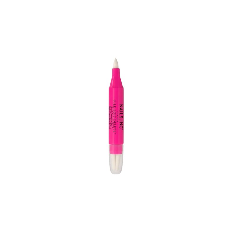 Nails Inc 3-in-1 Nail Corrector Pen - Precision Tip Cuticle Pusher & Polish Remover | Easy Cleanup, 0.13 FL
