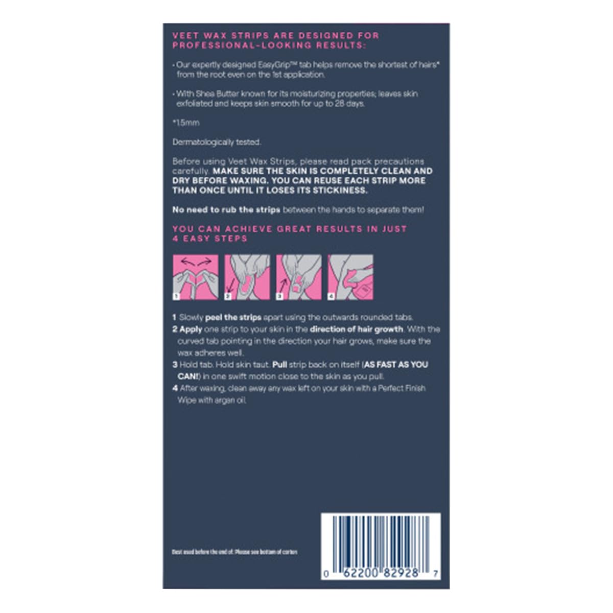 Veet Hair Remover Wax Strip Kit - Dermatologically Tested, 40 Count for Legs & Body | 2 Pack