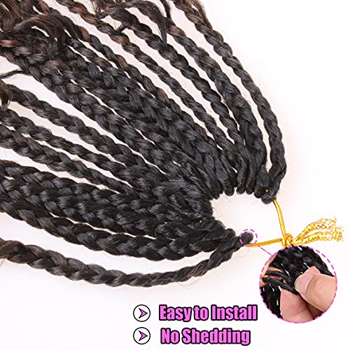 COOKOO 30 Inch Boho Box Braids 8 Packs Goddess Box Braids Crochet Hair Hippie Braiding Hair With Curly Ends Pre-looped Synthetic Crochet Hair for Black Women 53#