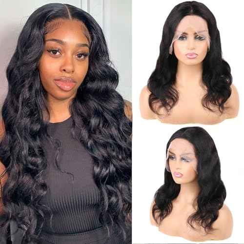 30 Inch 13x4 Lace Front Wigs Human Hair 180% Density Real Human Hair Wig Body Wave HD Lace Frontal Wigs Pre Plucked Transparent Lace Natural Black for Women