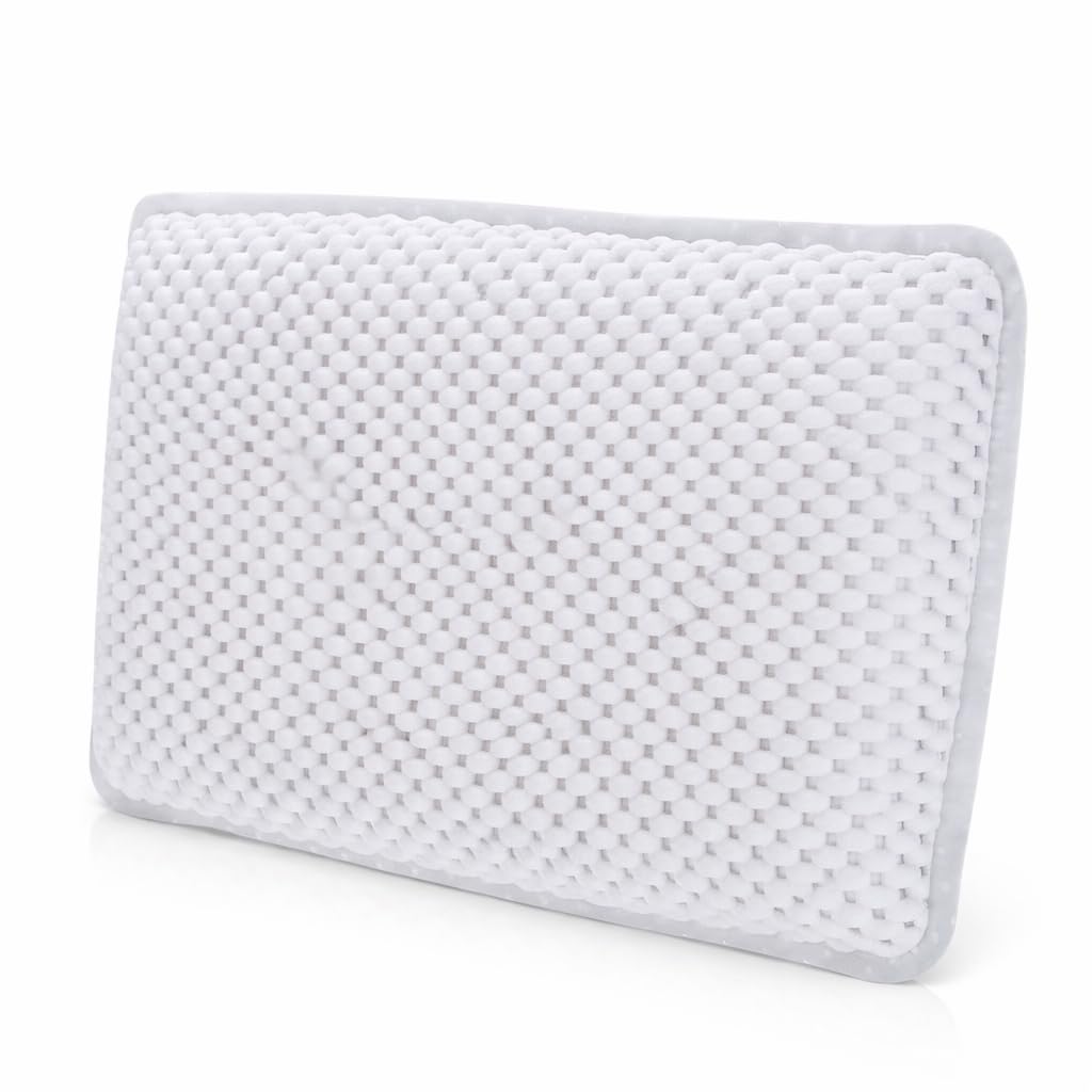 Bath Pillow for Tub with 8 Suction Cups and Drying Hook, Non-Slip Bathtub Headrest Foam Cushion, Waterproof, 11.5 x 7.5 x 2 Inches