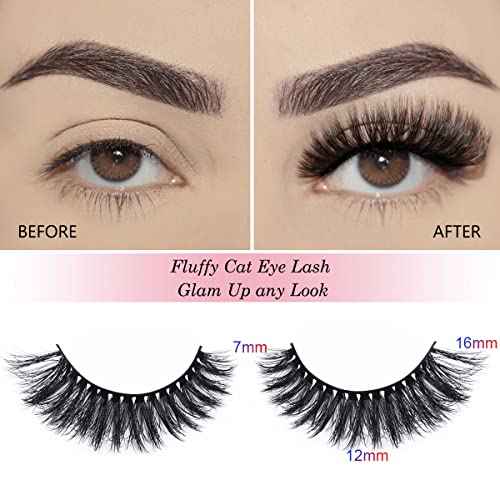 Lashes Bulk Wispy Eyelashes Wholesale 100 Pairs 5 Styles 15mm 18mm Dramatic Cat-Eye Faux Mink Lash Reusable 5D Soft Eyelash with Individual Glitter Portable Pack