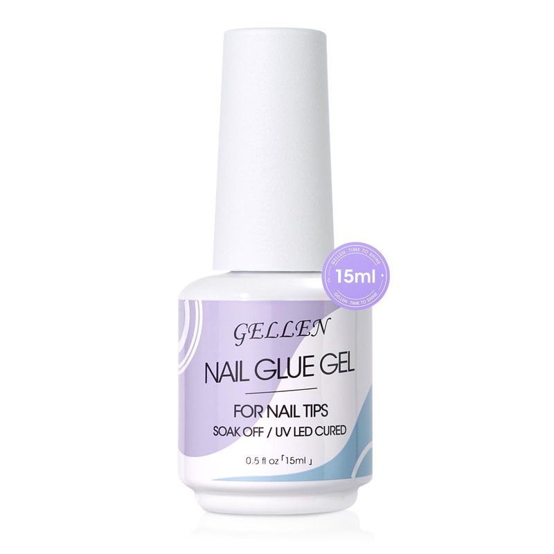 Gellen 5 in 1 Nail Glue for Nail Tips, 15ML Curing Needed UV Glue Gel for Clear Press on & Acrylic Nails, 28+ Days Long Lasting Adhesive Gel, DIY Home Salon Manicure