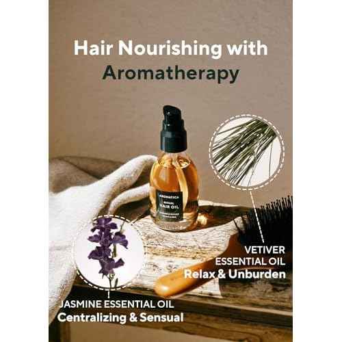 AROMATICA Ritual Jasmine & Vetiver Hair Oil - Adds Shine and Smooths Split Ends - Blow Out Hair Serum for Damaged & Frizzy Hair - Nourishing for Dry Curly Hair - Silicone-Free (1.6 fl oz)