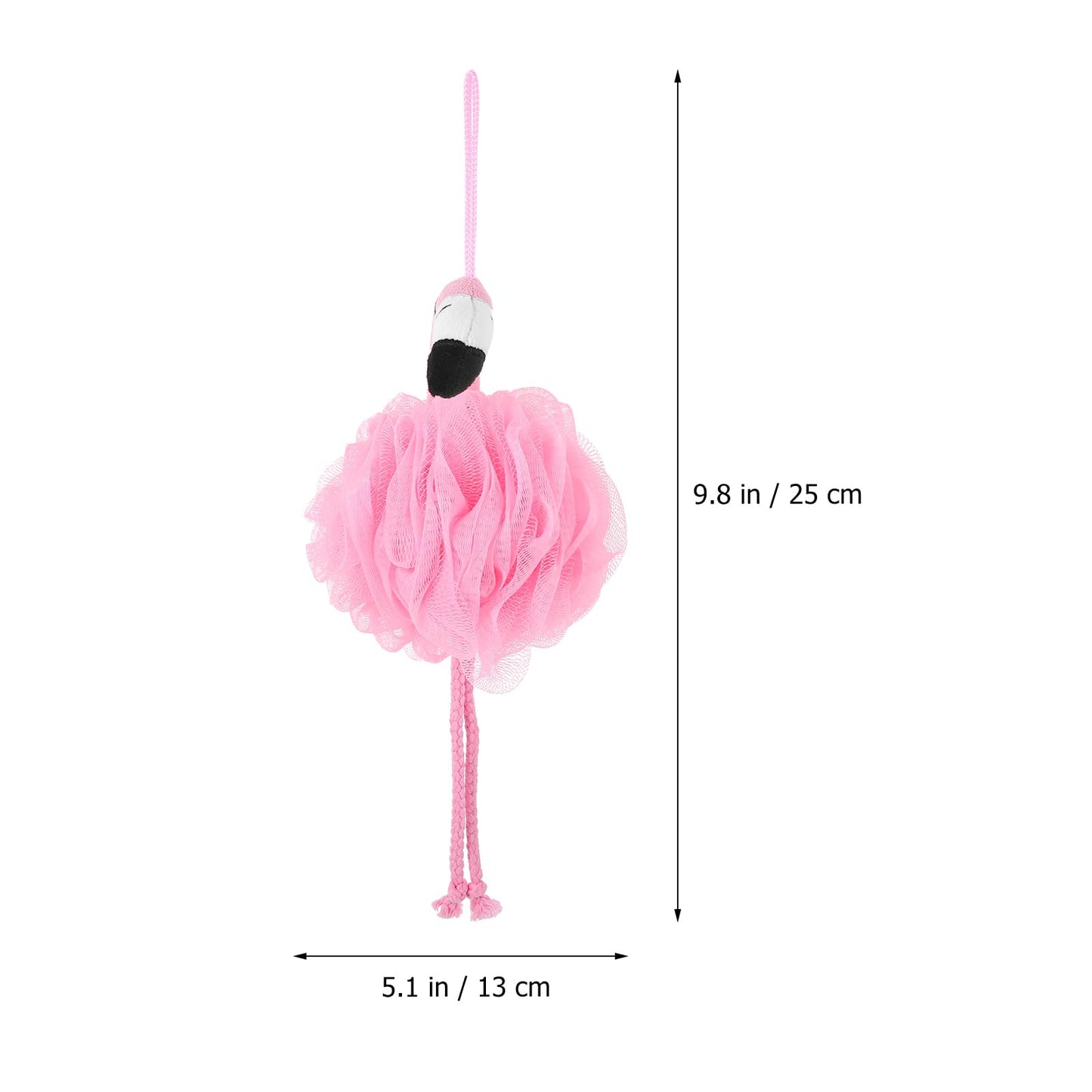 Holibanna Flamingo Bath Pouf Mesh Sponge with Hanging String 9.84X6.29X5.11 Inch Exfoliating Shower Scrubber for Daily Bathing and Travel