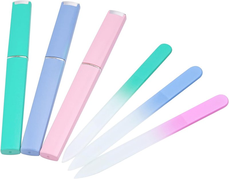 Glass Nail File Set - Professional Crystal Fingernail Files with Case | 3-Pack for Natural Nails, Perfect Christmas Gifts