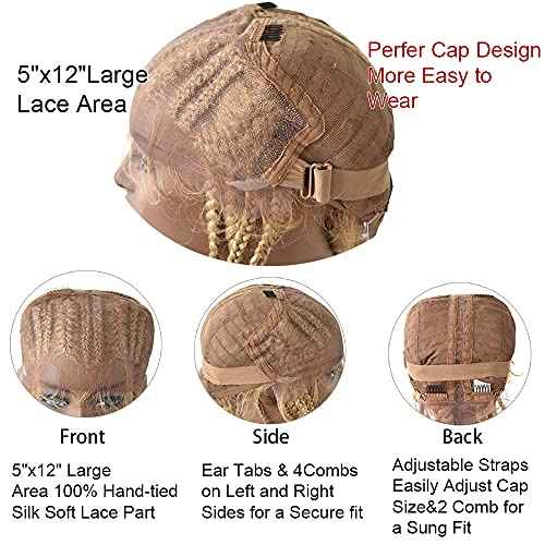 FACE MIRACLE Hand Braided 12"¡¿5" Lace Front Cornrow Wigs 2 Ponytails Soft Lace Frontal Twist Braided Wigs with Baby Hair for Black Women (24", T1B/BUG#)