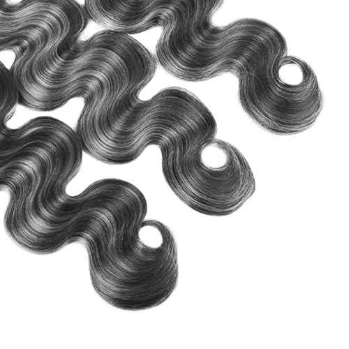 P1BGrey Bundles Highlight Body Wave Human Hair Bundles Ombre Gray Bundles 3 Bundles 18 18 18 Inch Two Tone Black Mixed With Foxy Silver Bundles Hair Weave