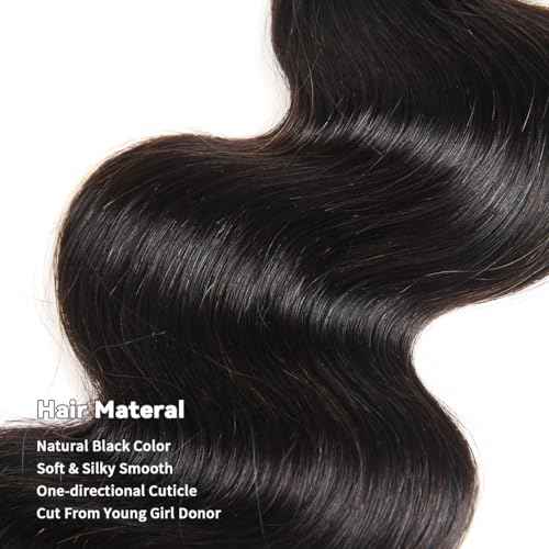 15A Raw Human Hair Bundles Body Wave Human Hair,Triple Lifespan Indian Virgin Hair,No Tangle Shedding,Multiple Washes Keep Texture Silky Soft (1 Bundle Natural Color, 26 Inch)