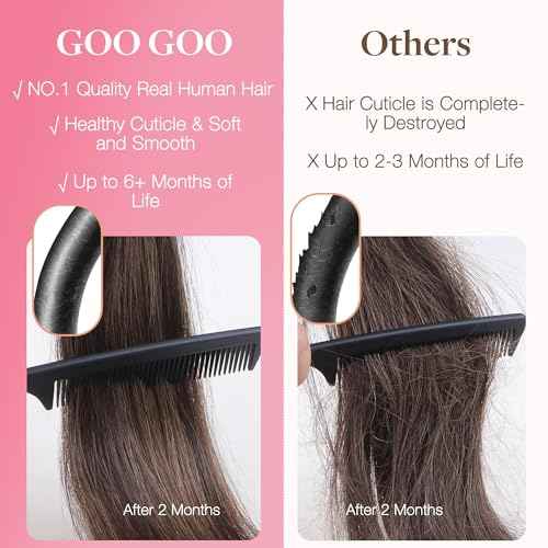 GOO GOO I Tip Hair Extensions Real Human Hair, 24inch 50g 50S, Cold Fusion I Tip Hair Extensions, Invisible Remy Hair, 1 Jet black