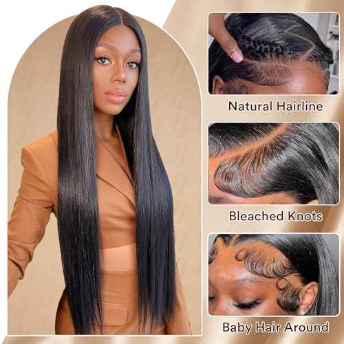 13X6 Lace Front Wigs human hair, 100% Real Human Hair,[More 1 Year Life,210-310g], Straight Wigs Human Hair Pre Plucked Glueless Wigs Human Hair for Women (22Inch)