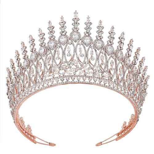 QXMYOO Tall Wedding Tiaras for Bride Large Queen Crowns 5A Cubic Zirconia Princess CZ Bridal Headband for Bride Party Big Pageant Crown for Women Huge Crystal Headpiece Bridal Hair Accessories