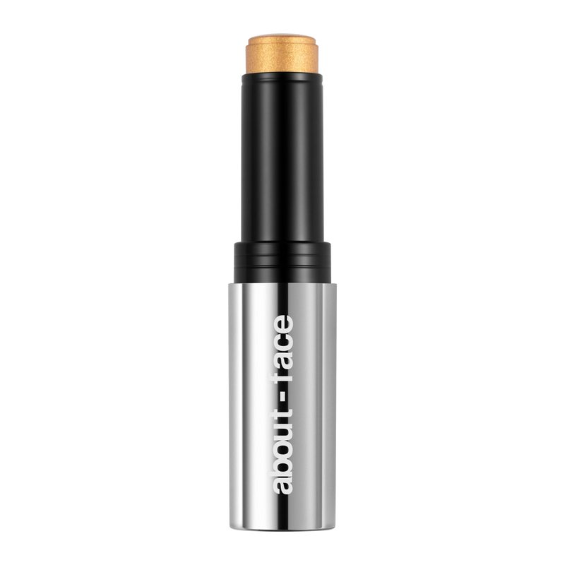 about-face Cooling Chromes Eye + Face Highlighter — Cool-to-Touch Shimmer Stick, Ultra-Reflective Glow, Vegan & Cruelty-Free, Gold (Hypnotize)