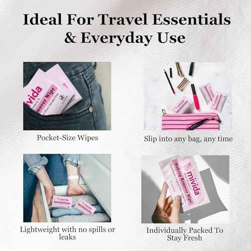 mivida 500 Count Bulk Individually Wrapped Makeup Remover Wipes with Vitamin E | Hypoallergenic, Fragrance-Free, Alcohol-Free makeup wipes | Bulk single make up removing wipes
