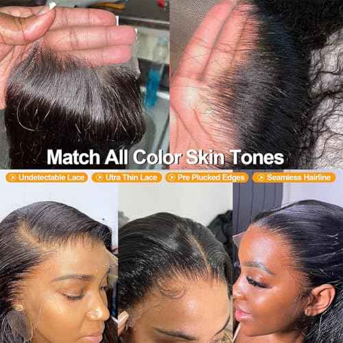 MSGEM 13x6 Lace Frontal Body Wave HD Transparent Frontal Ear to Ear 13x6 Lace Frontal Closure With Baby Hair Free Part 100% Virgin Human Hair Closure Natural Hairline 150% Density 18inch