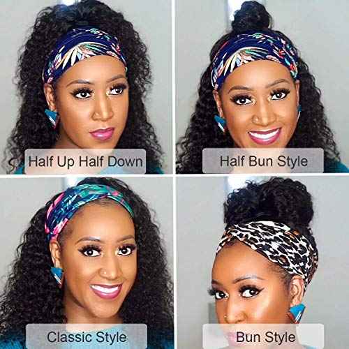 XSY Headband Wig Human Hair Deep Wave Headband Wigs for Black Women 22 Inch None Lace Front Wigs Machine Made Wigs Glueless Brazilian Curly Human Hair Wig