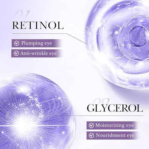 Retinol Eye Cream, Moisturizing Eye Care Daily Anti-Wrinkle Cream with 45% Retinol and 5% Hyaluronic Acid to Smooth & Moisturize Skin, Under Eye Bags, Reduce Wrinkles, Dark Circles(0.7 Ounces)