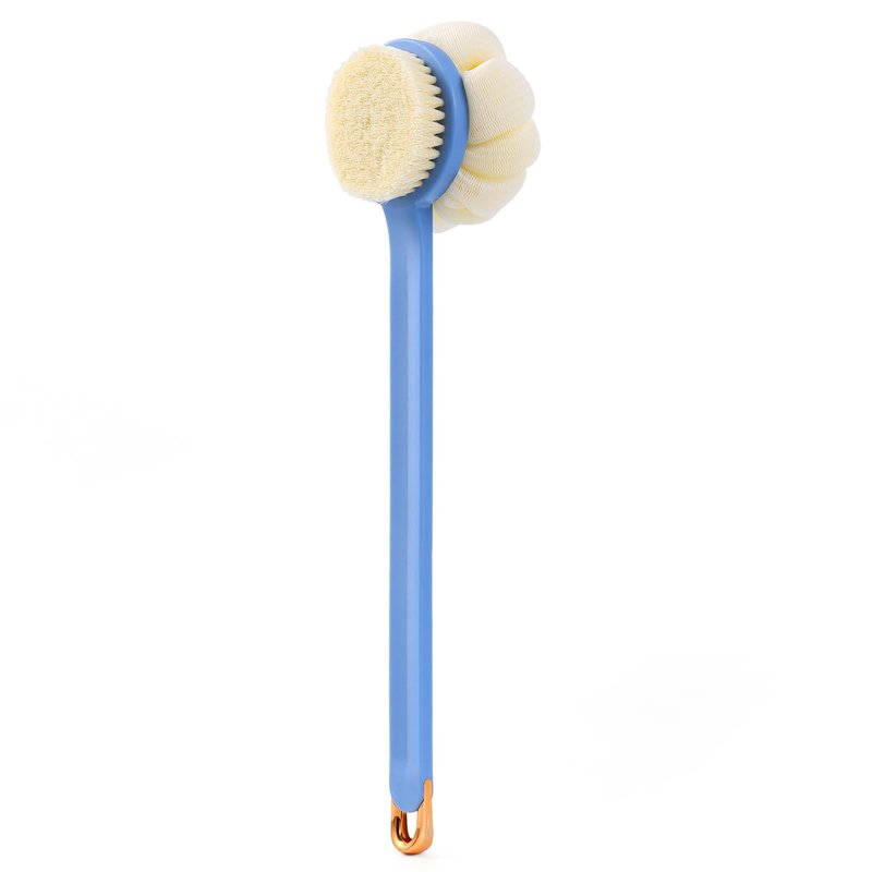 Shower Body Brush,Soft Bristles and Beautiful Pumpkin Loofah 14” Long Handle Back Scrubber Bath Mesh Sponge for Skin Exfoliating Bath,Massage Bristles Suitable for Wet or Dry,Men and Women (Blue)