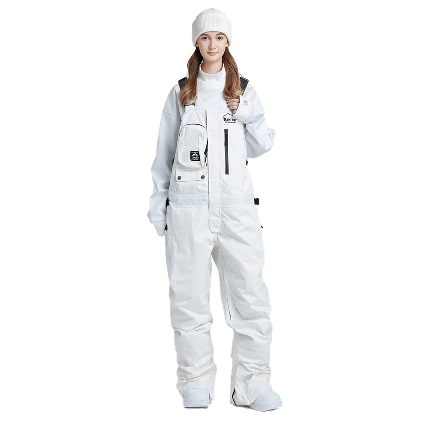 Come Wonka Women and Men's Ski Overalls Waterproof Snow Bibs Ski Pants Windproof Insulated Overalls Pants Outdoor Snowboard Pant White-S