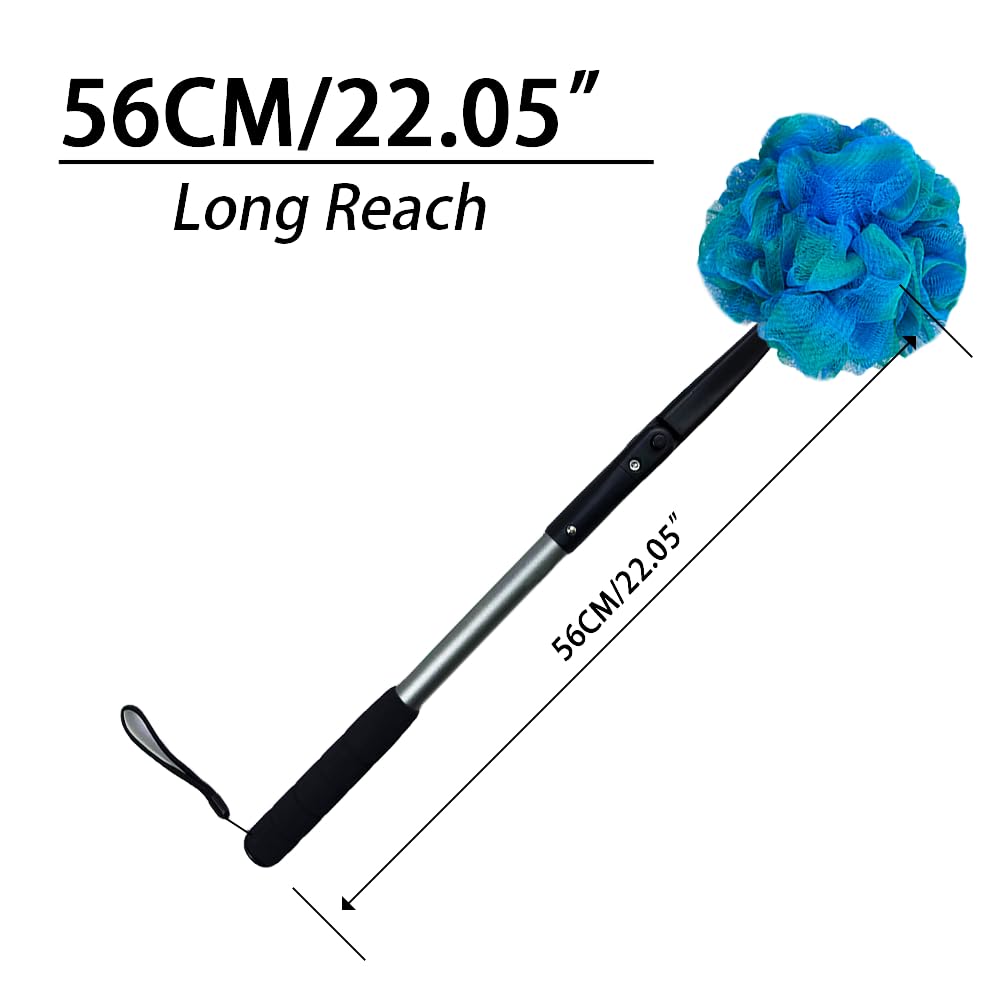 EASACE Long Handled Loofah with Sponges by Shower,Back Scrubber & Bath Sponges,Body Exfoliator Luffa on a Stick,for Elderly & Disabled, Soft Loofah for Bathing Men & Women