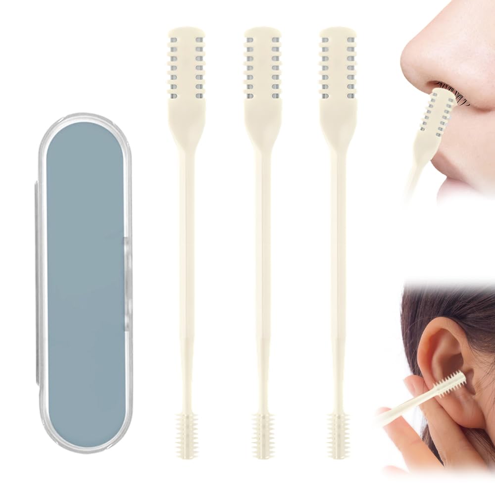 Upgraded Nasal Hair Cutter with Storage Box, 2026 2-in-1 360° Rotating Nostril Hair Removal Tool, Manual Nasal Hair Cutter, Nose Hair Trimmer Travel Essentials for Women Men (Beige)
