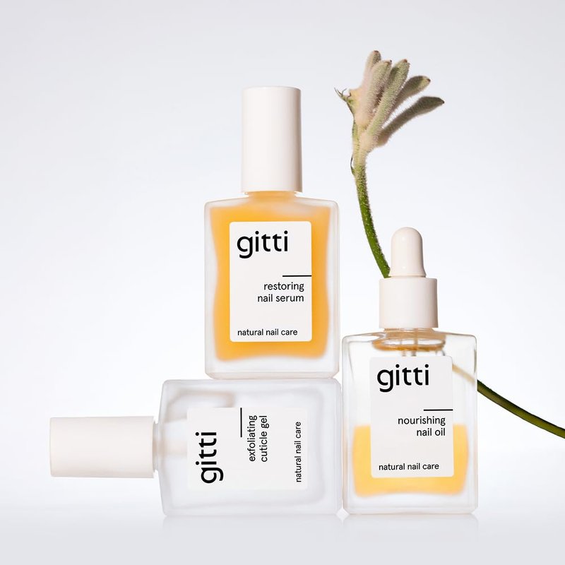 gitti Nail Recovery Treatment l Gift Set I Restoring Nail Serum, Nourishing Nail Oil, and Exfoliating Cuticle Gel I Plant-based, Non-Toxic, 30-Free, Natural Ingredients, Cruelty-Free, Vegan, Pack of 3