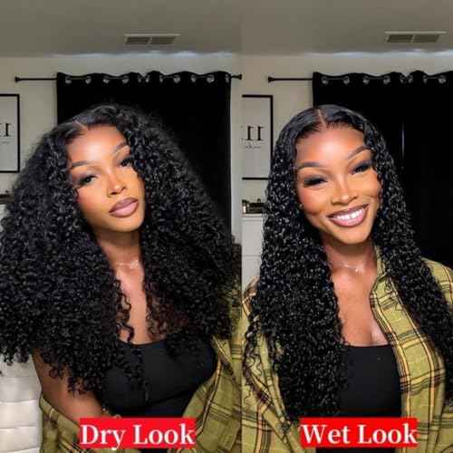 WestKiss Curly Wigs Human Hair Lace Front Wigs Kinky Curly 4x7 Closure Wig Pre Cut Lace Ready To Go Glueless Wigs Human Hair Bleached Knots Pre Plucked Human Hair Lace Front Wig 14 Inch