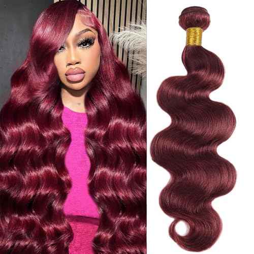 99J Burgundy Human Hair Bundles Body Wave 30 Inch 12A Wine Red Double Weft Brazilian Bundles Human Hair Extensions 1 Pack