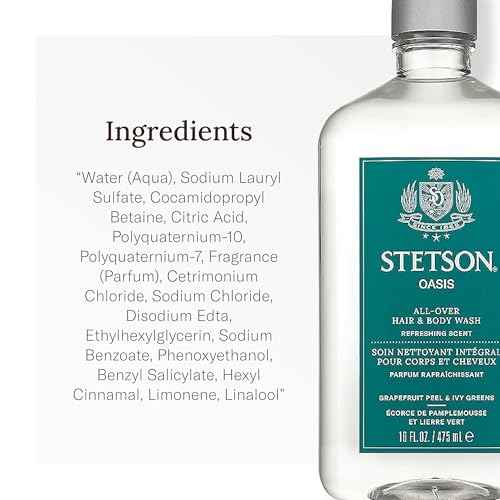 SCENT BEAUTY STETSON Personal Care All Over Hair & Body Wash Moisturizing Body Wash & Shampoo - 16 oz - 3 Pack - Oasis