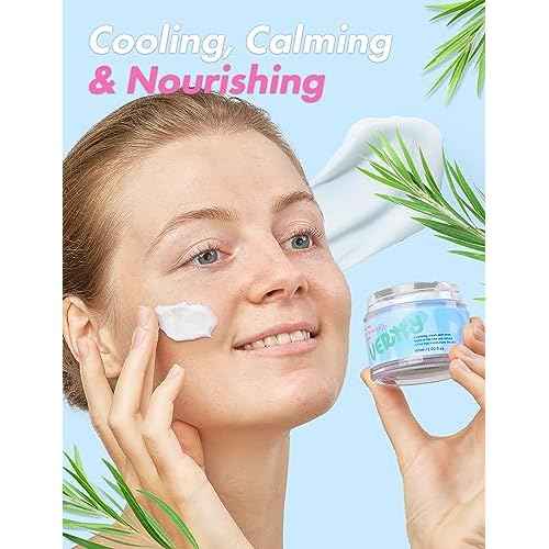 vertty Tea Tree XYLITOL Hydrating Facial Cream | Cooling, Redness Relief, Moisturizing Water Cream | Non-Comedogenic Moisturizer for Face | Long-lasting Hydration | Teens & Kids Skin Care (2oz)